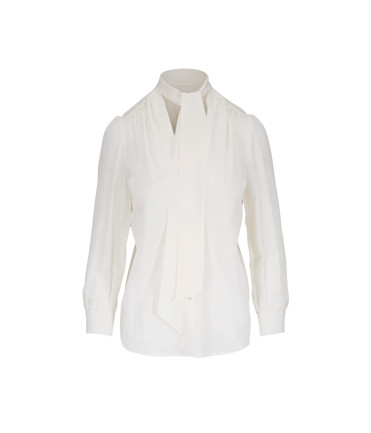 White blouse with long sleeves on a transparent background