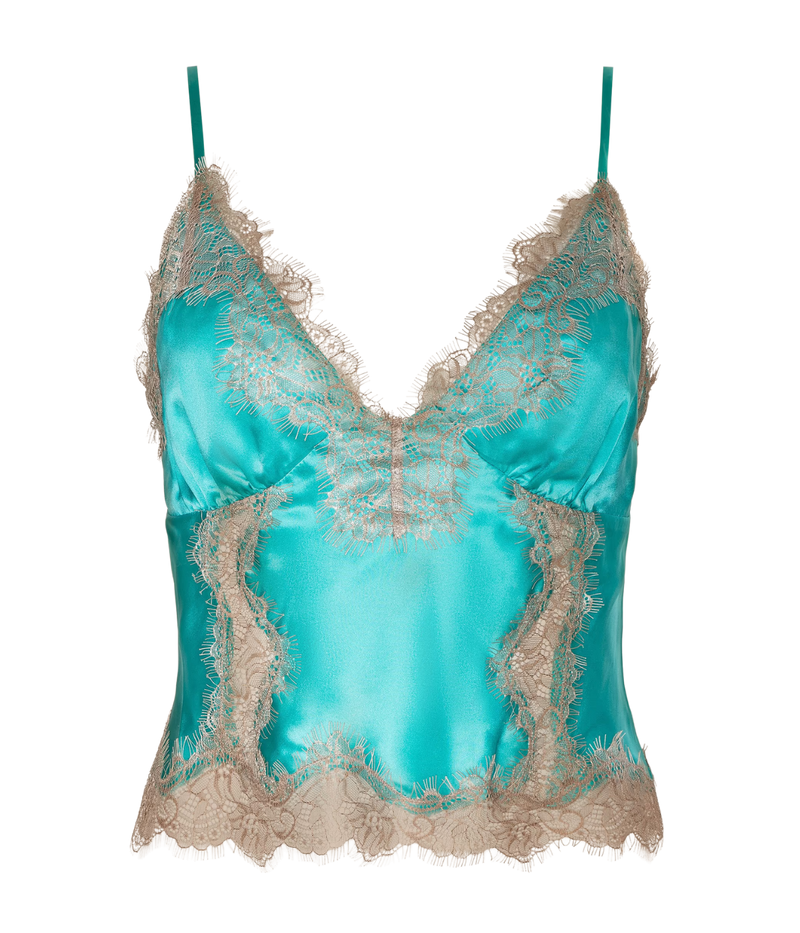 Kimber Lace Insert Cami In Cyan Cappuccino