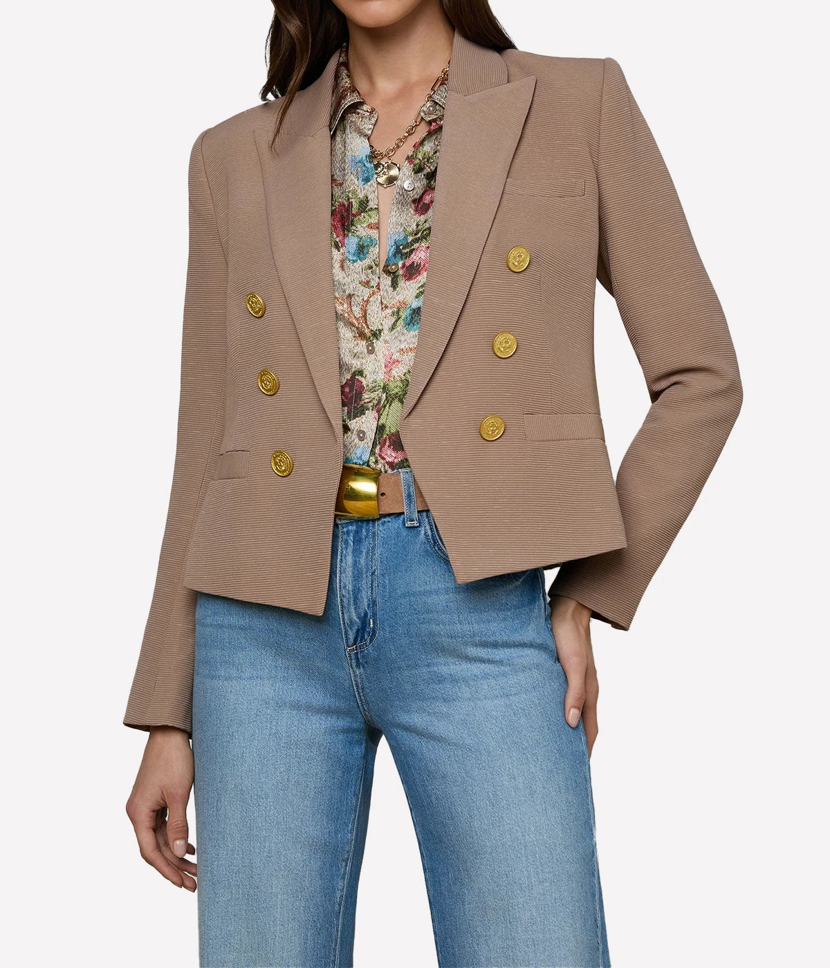 Brooke Blazer In Portabellamlt Floral Tapestry