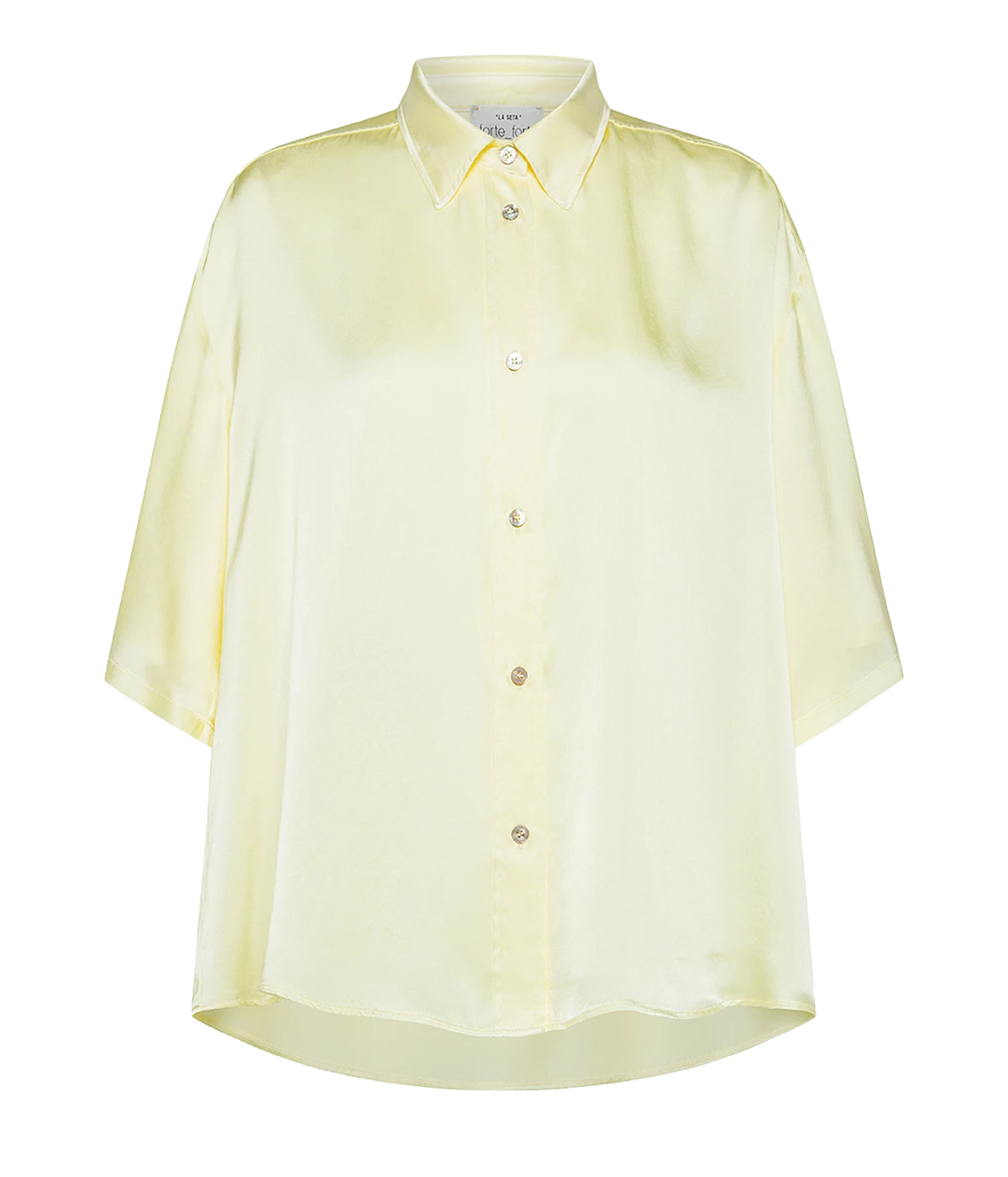 Alt Text: Silk Satin Half Sleeve Shirt – Elegant half-sleeve shirt in smooth silk satin.