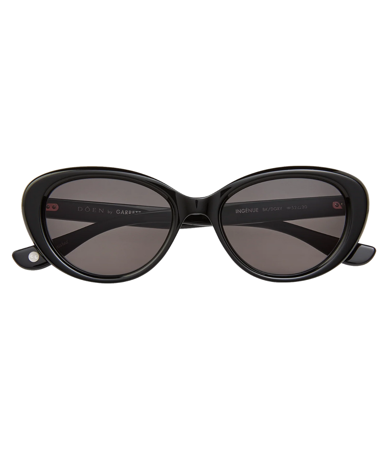 Black cat-eye sunglasses with dark tinted lenses