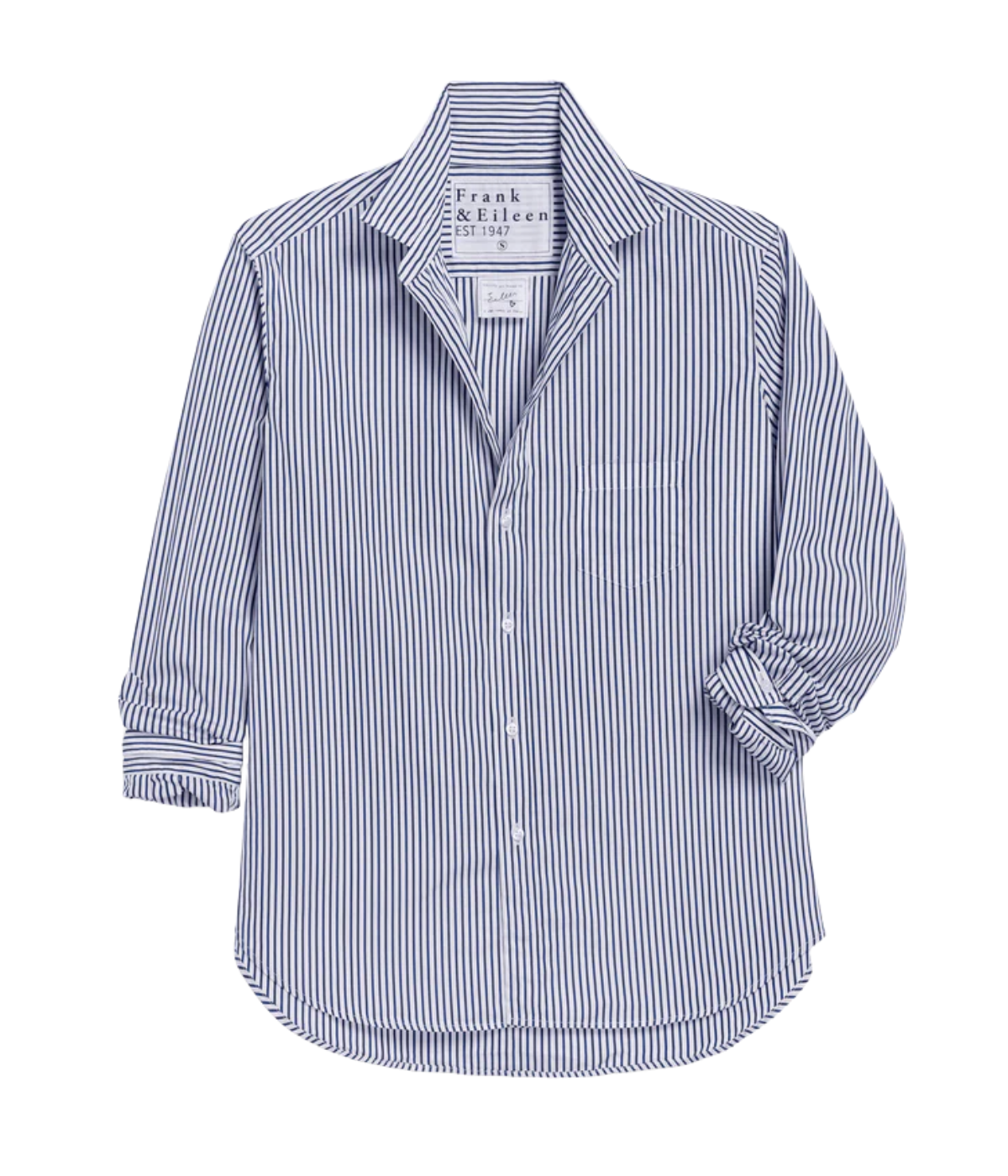 Eileen Woven Button Up in White Navy Stripe