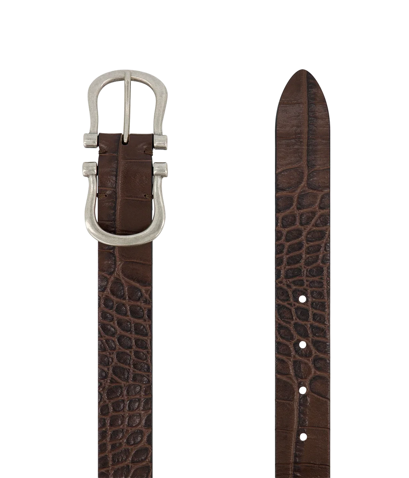 Baby Silver Nicky Belt in Chocolate Crocodile