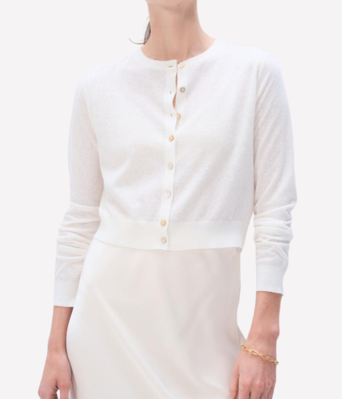 Linen Blend Cardigan in White