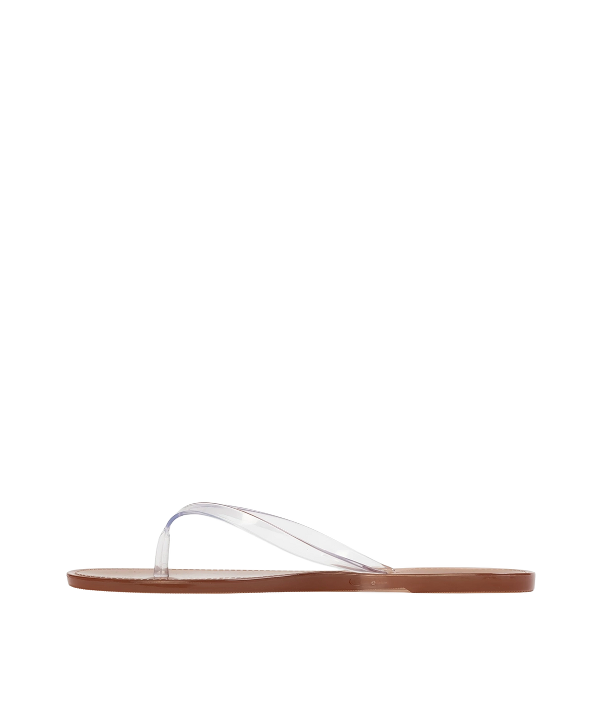 A single flat thong sandal shown in side profile - Crystal Sandal in Old Rose