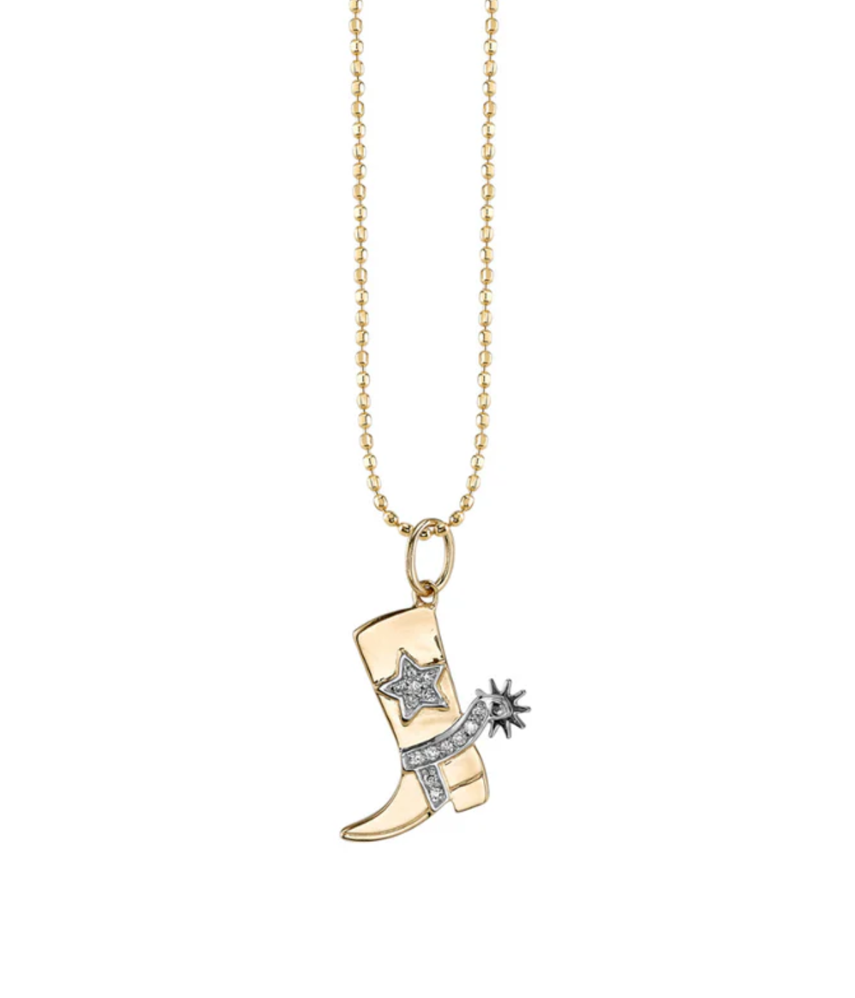 Cowboy Boot Charm Necklace in 14k Yellow Gold