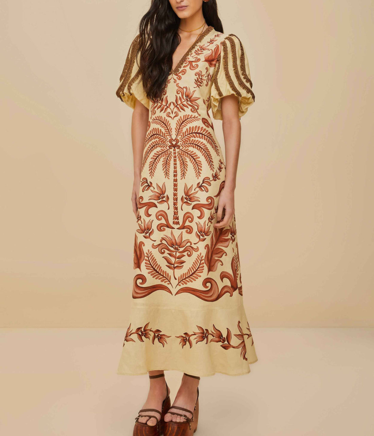 Milani V Neck Maxi Dress in Off White