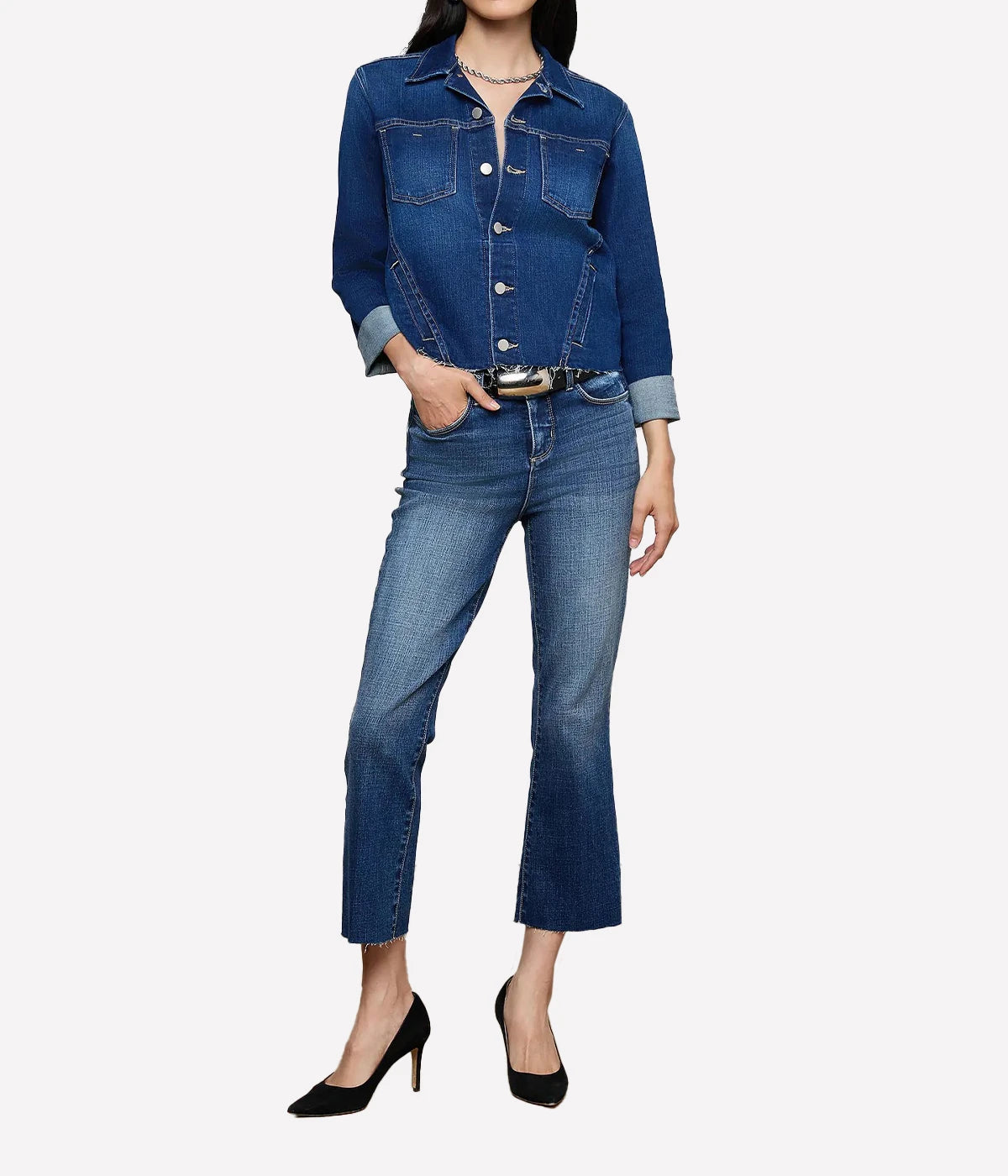 Janelle Slim Raw Jacket Outwear in Marvista
