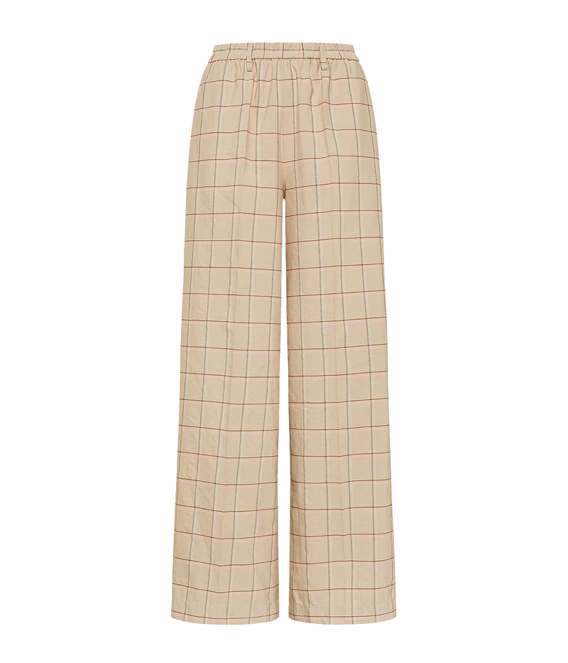 Organic Tartan Elasticated Loose Pants In Peonia