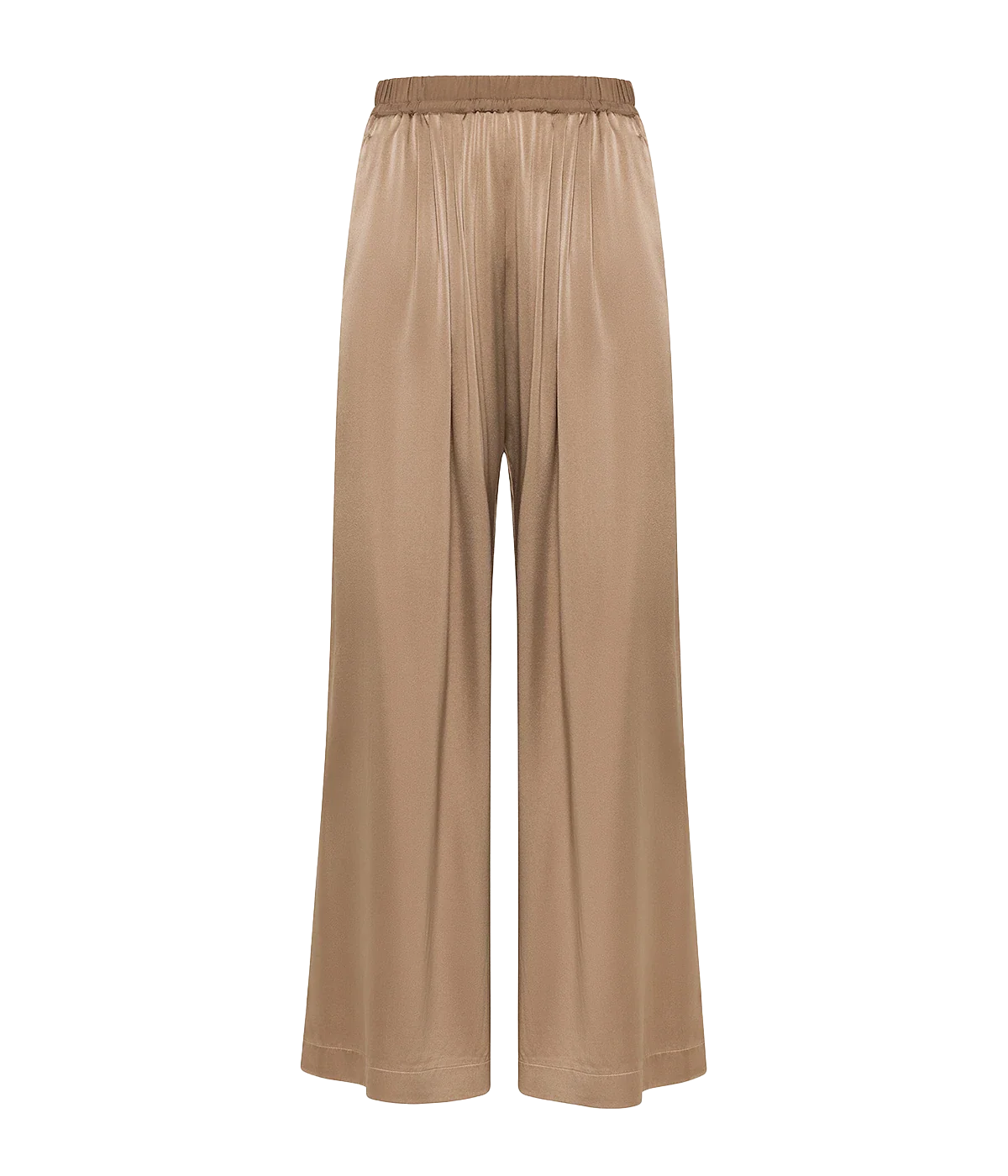Shiny Stretch Silk Satin Elasticated Loose Pants In Noce