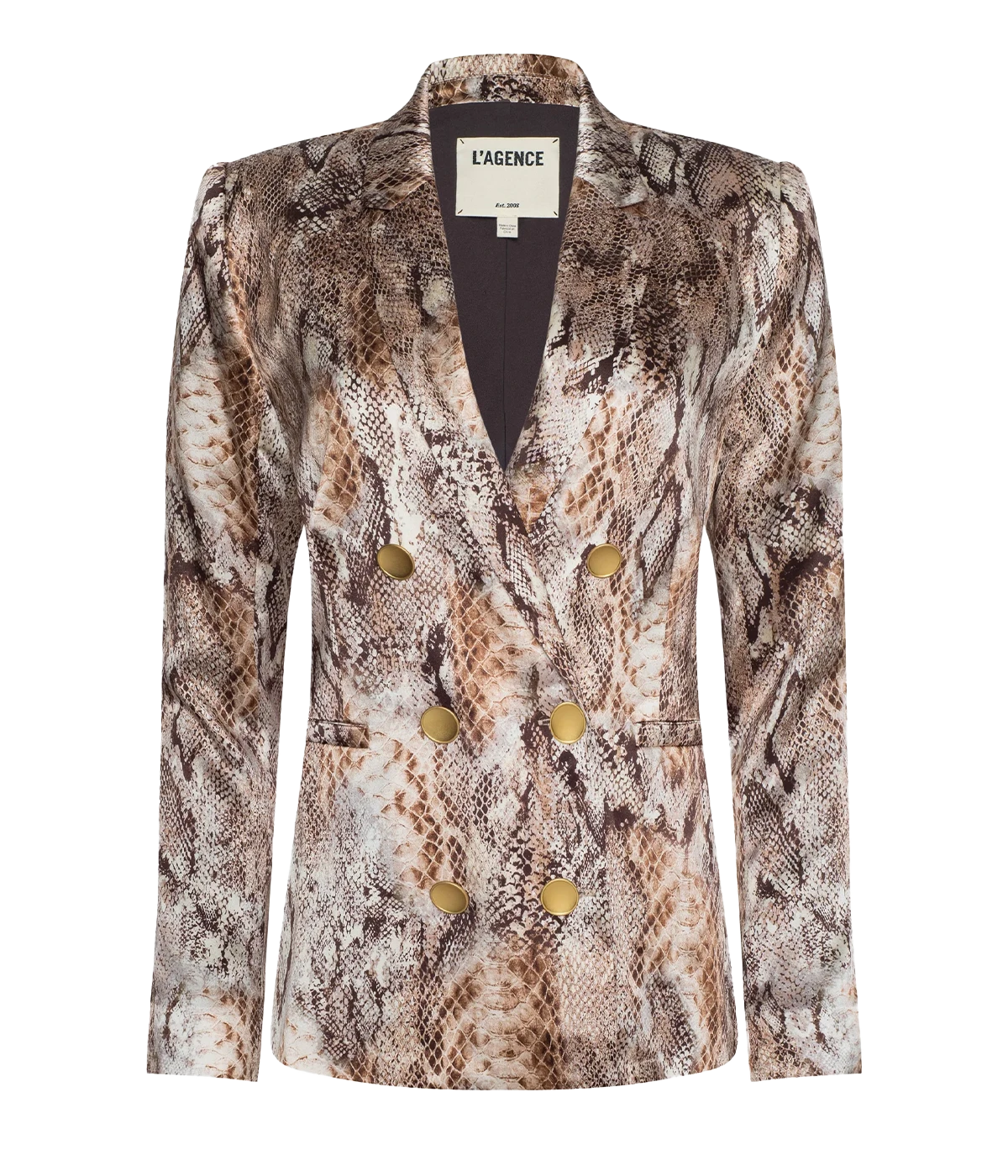 Colin Double Breast Blazer in Tan Multi Western Snake