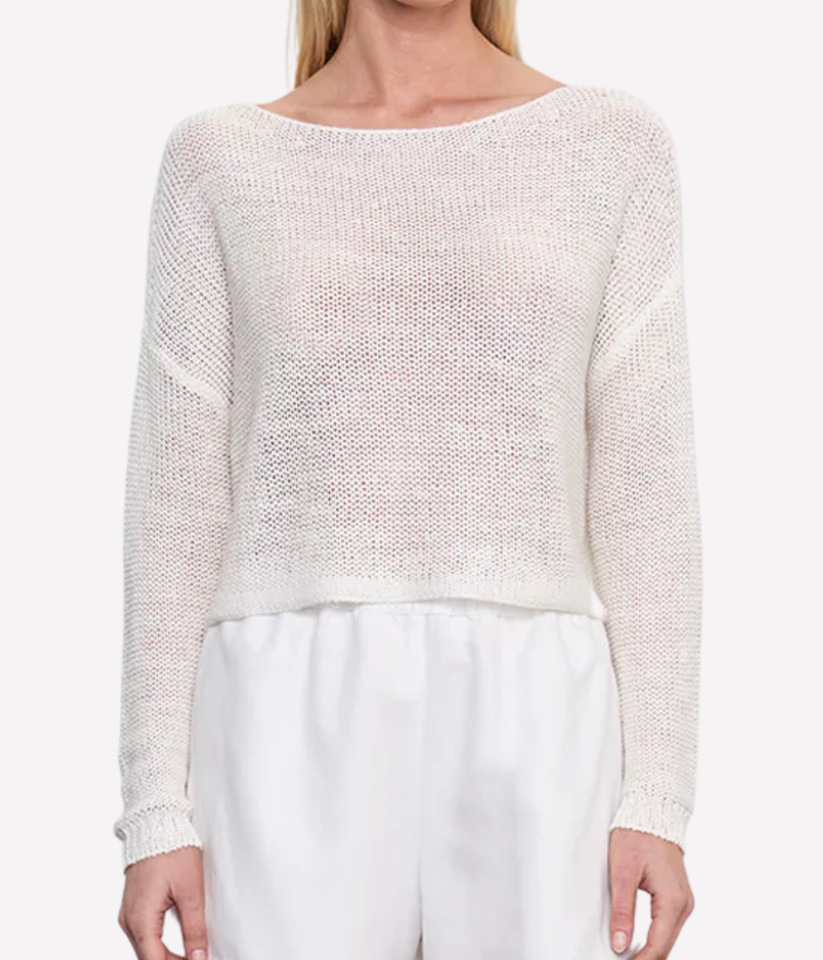 Linen Open Bateau Top In White
