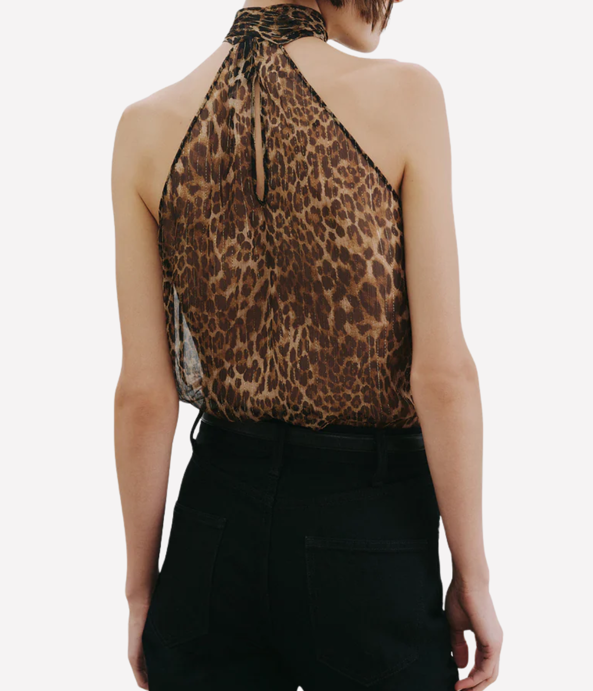 Alla Halterneck Top in Lurex Leopard