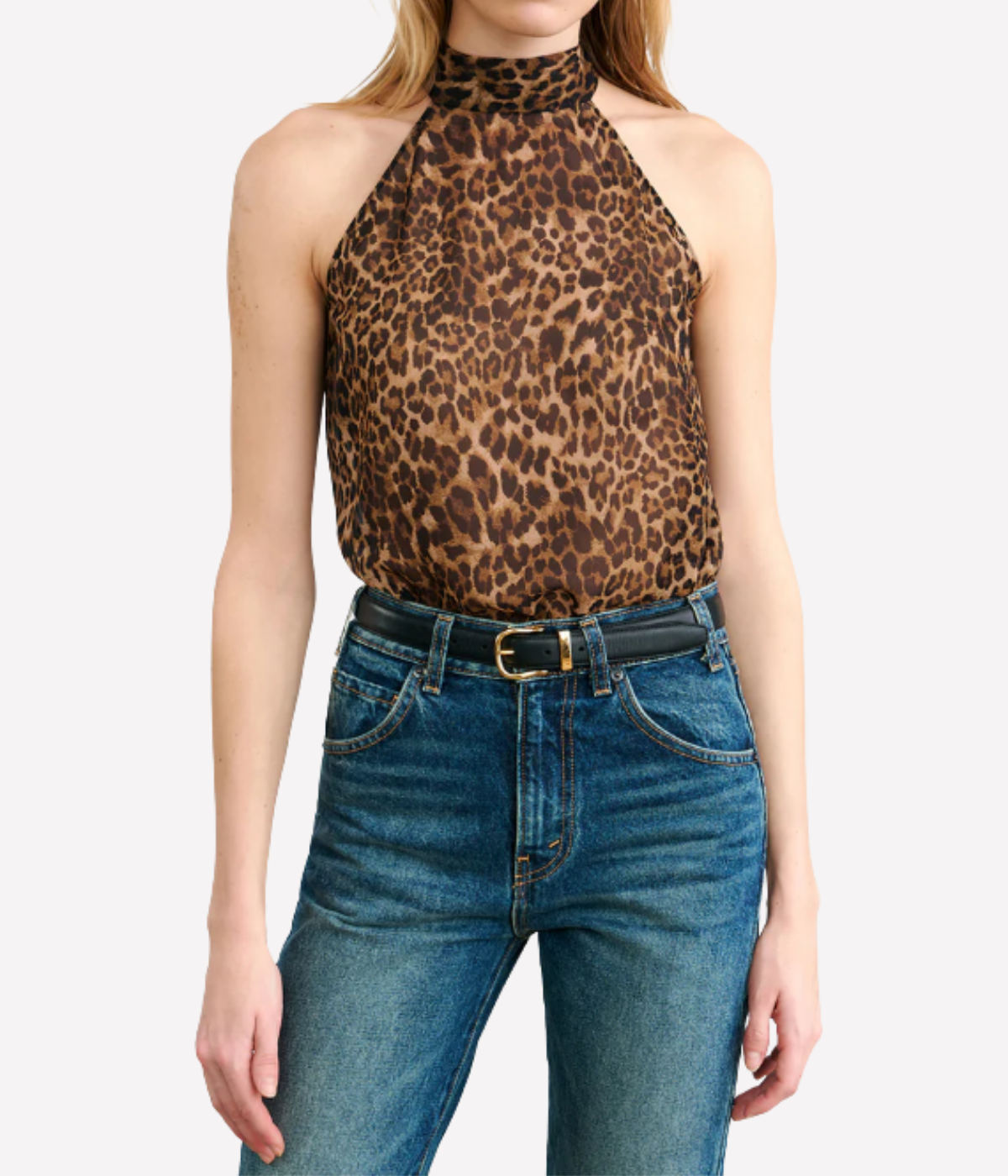 Alla Halterneck Top in Vintage Leopard