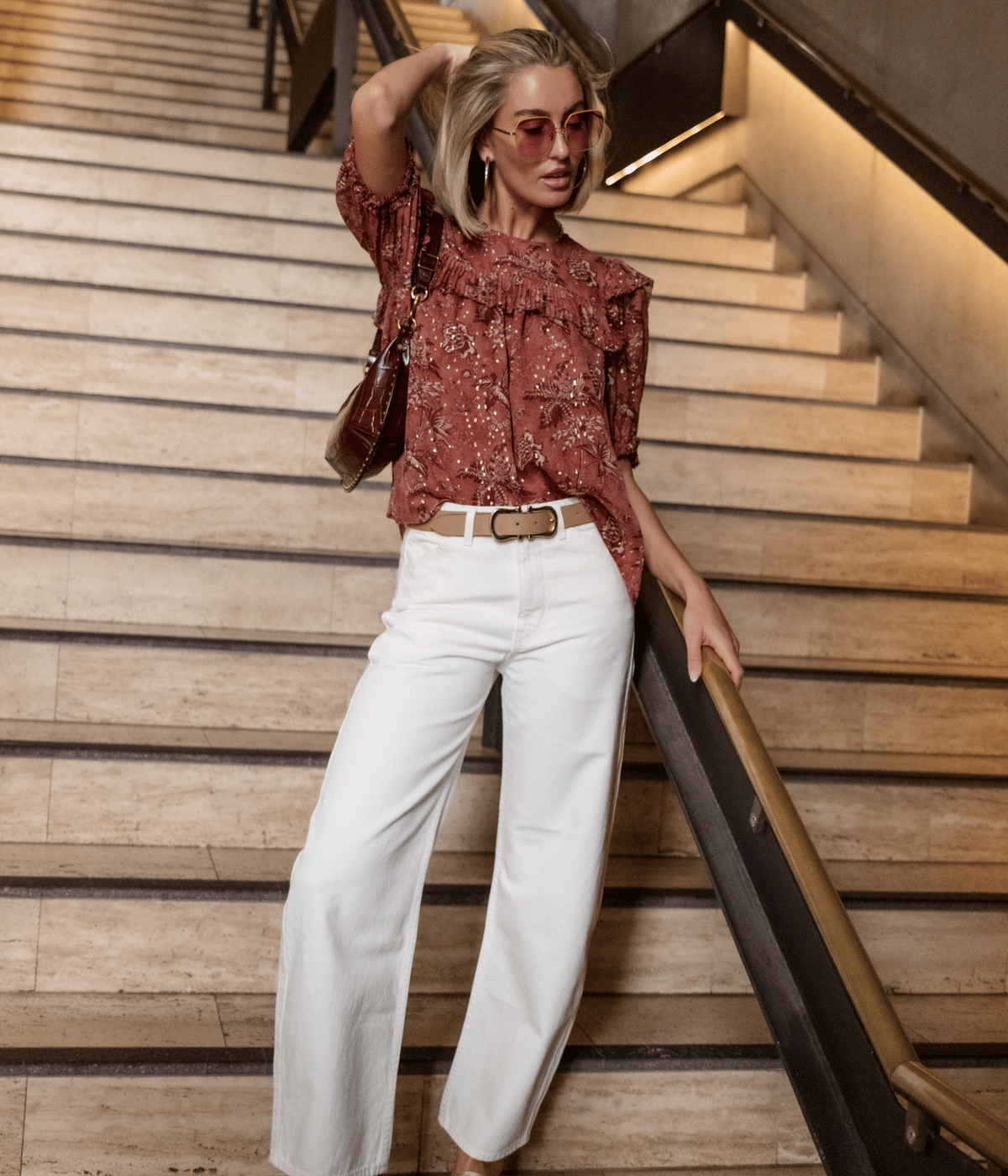 Jodie Puff Sleeve Top in Oleander