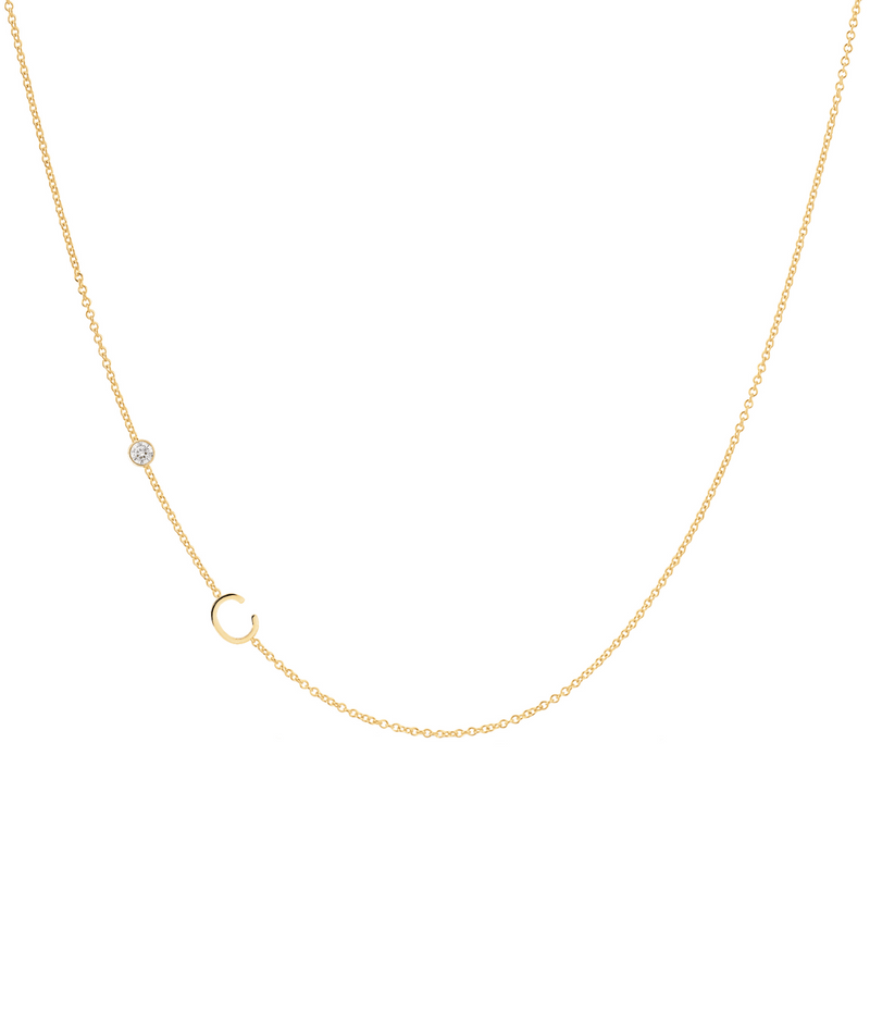 Custom 1 Initial & Birthstone Necklace in Gold