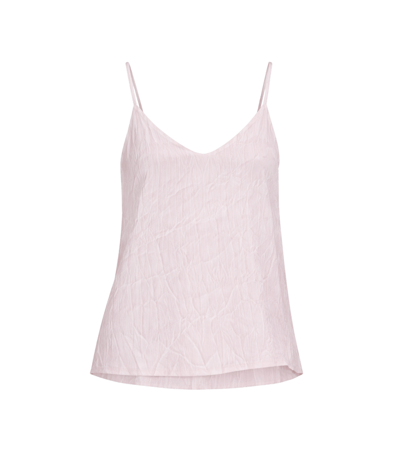 Crinkled Effect Silk Tank Top in Wisteria