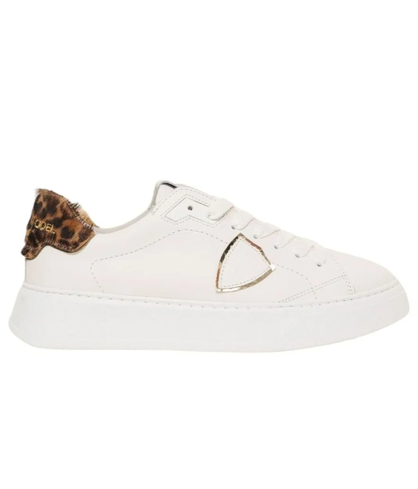 Temple Low Woman in Veau Animalier Blanc Leo