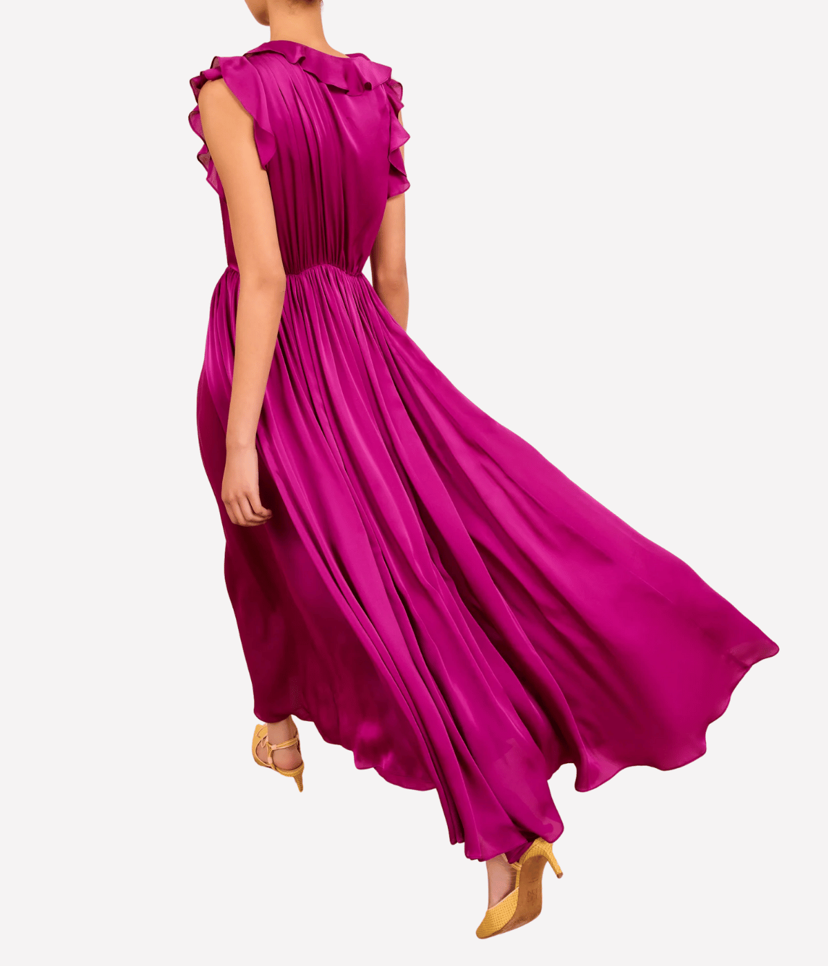 Saanvi Cascading Ruffles Dress in Mulberry