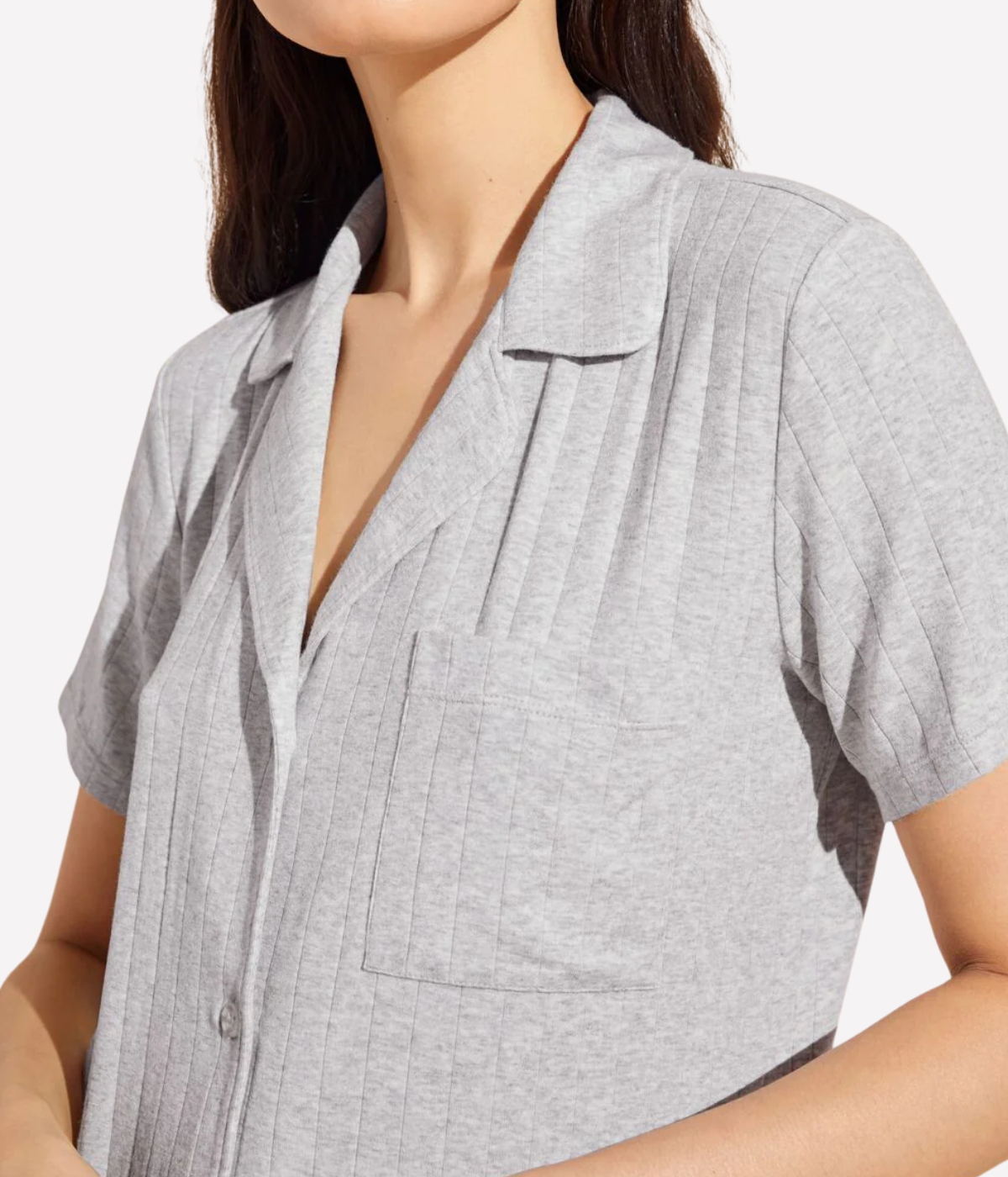 Gisele Rib Short Sleeve PJ Set in Heather Grey