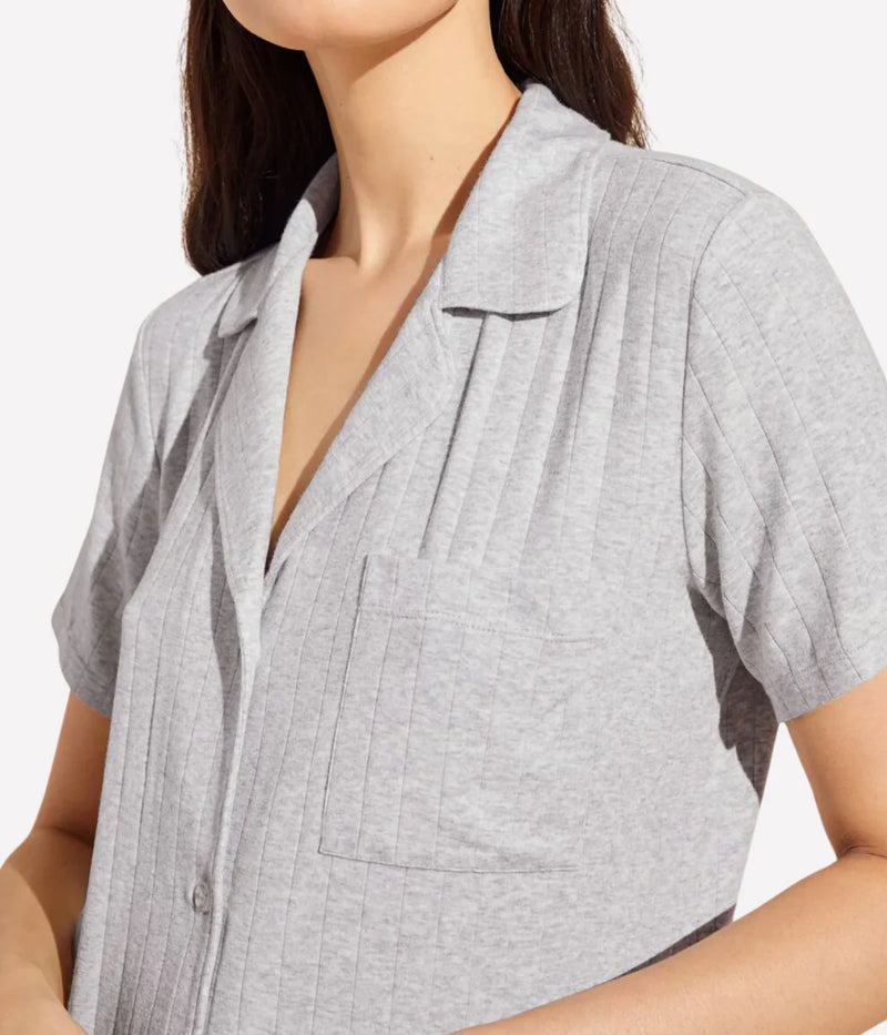 Gisele Rib Short Sleeve PJ Set In Heather Grey