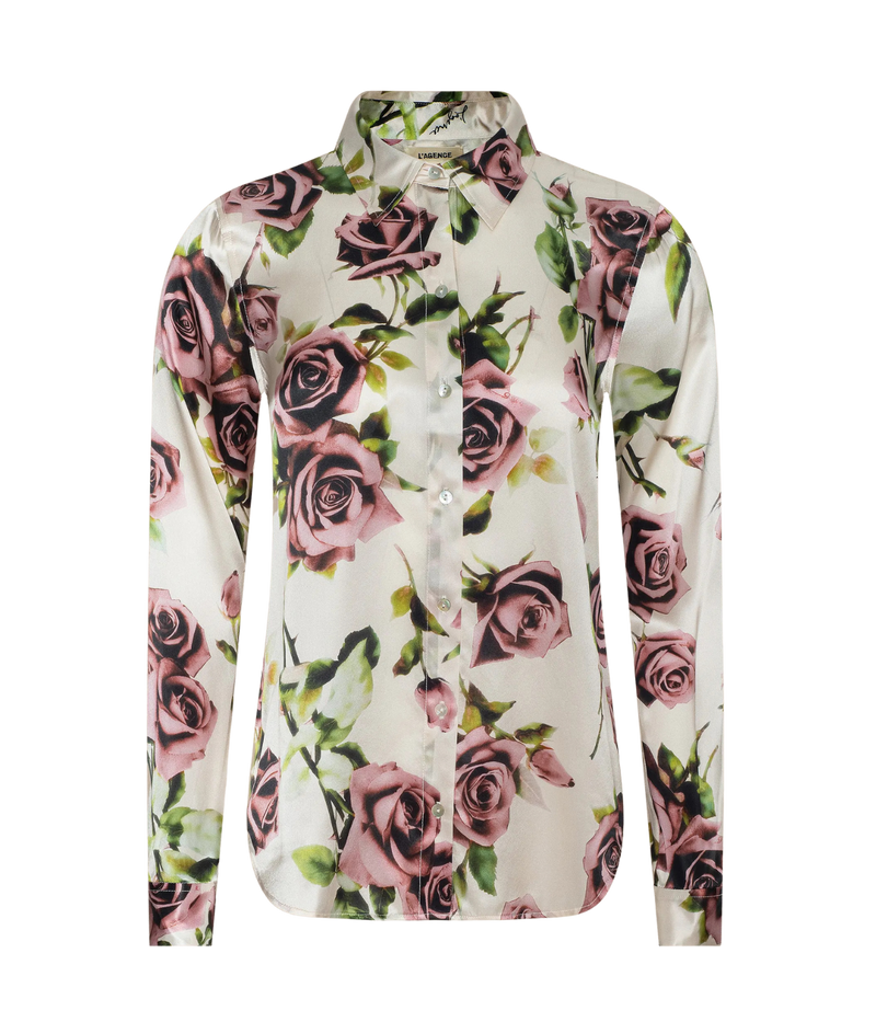 Tyler Long Sleeve Blouse In Ecru Romantic Rose