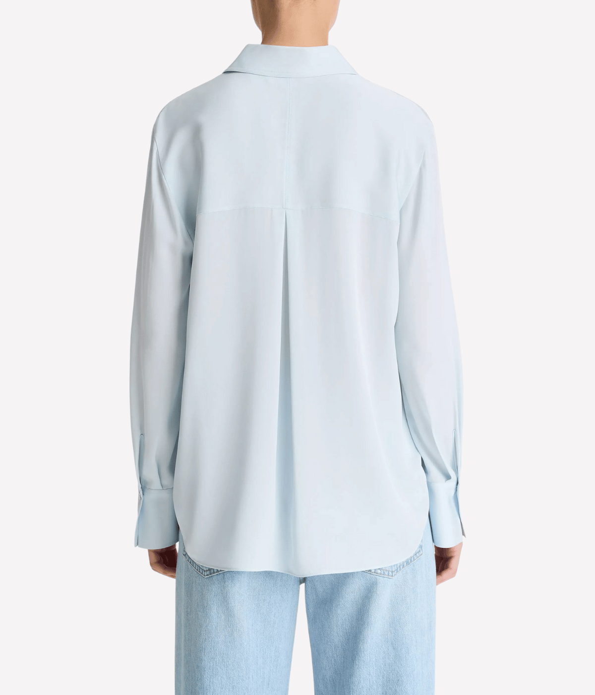 L/S Button Down Silk Blouse in GLACIER