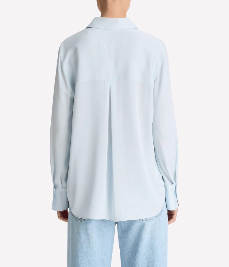 L/S Button Down Silk Blouse in GLACIER