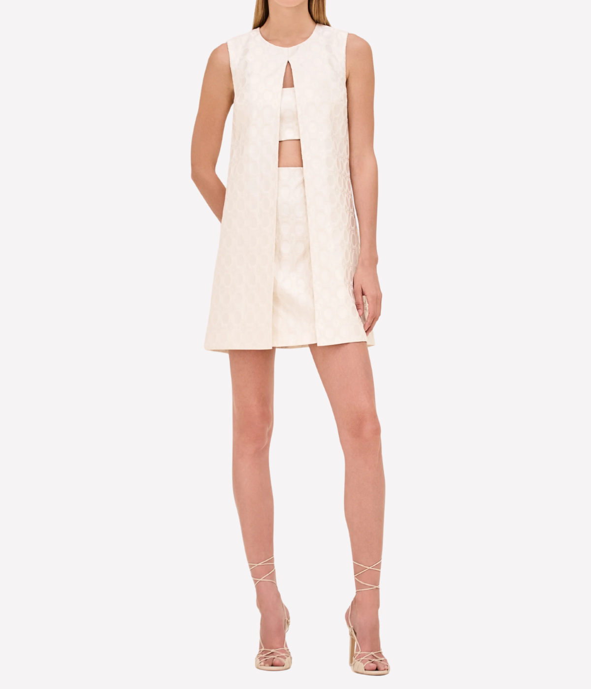 Asha Dress in Ivory Jacquard