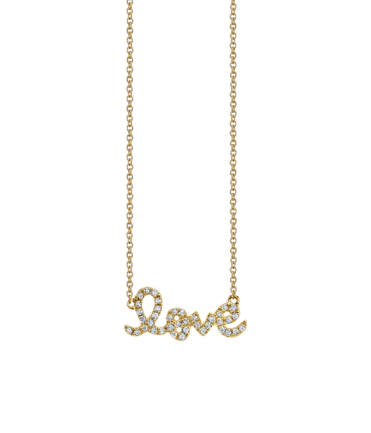 Mini Pave Love Charm in 14k Yellow Gold