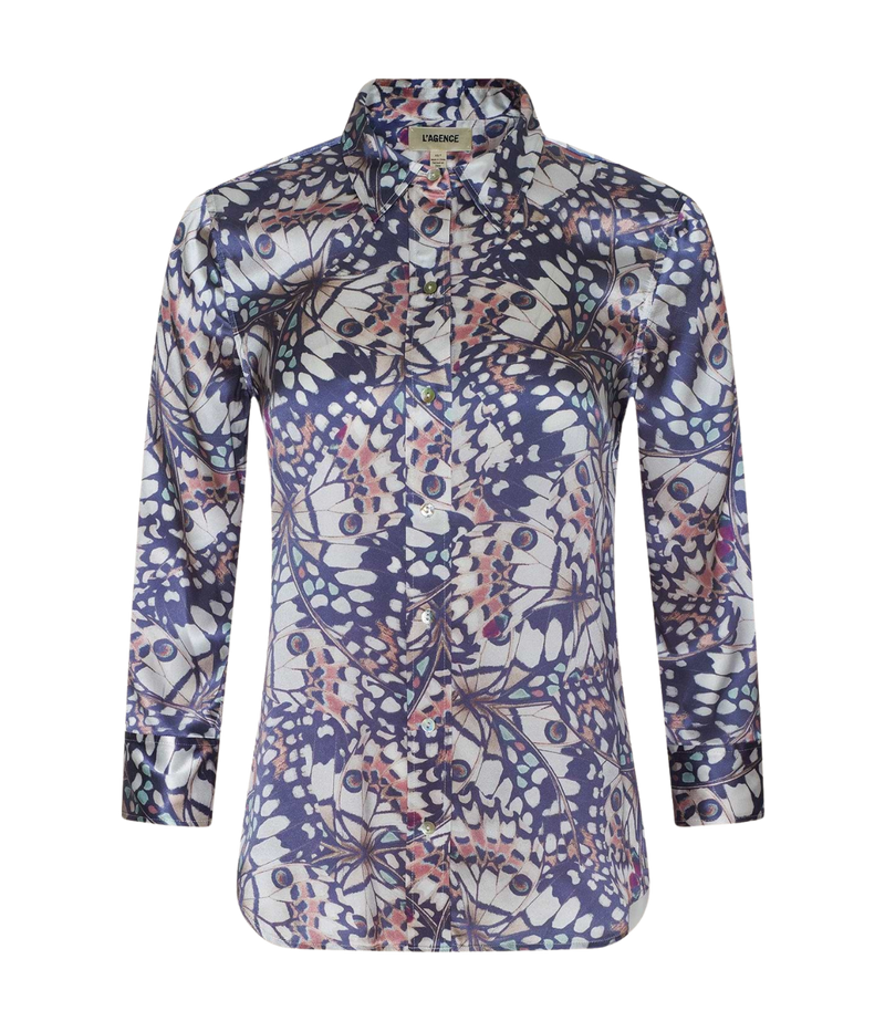 Dani 3/4 Sleeve Blouse In Multi Small Butterfly Wing