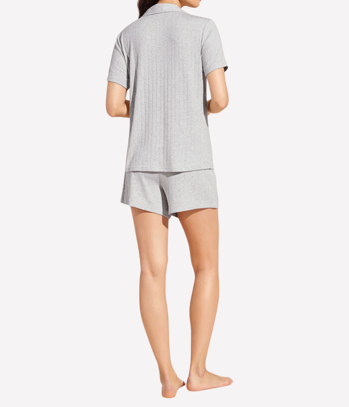 Gisele Rib Short Sleeve PJ Set in Heather Grey