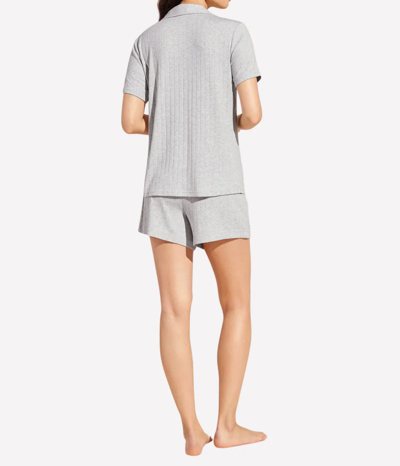 Gisele Rib Short Sleeve PJ Set In Heather Grey