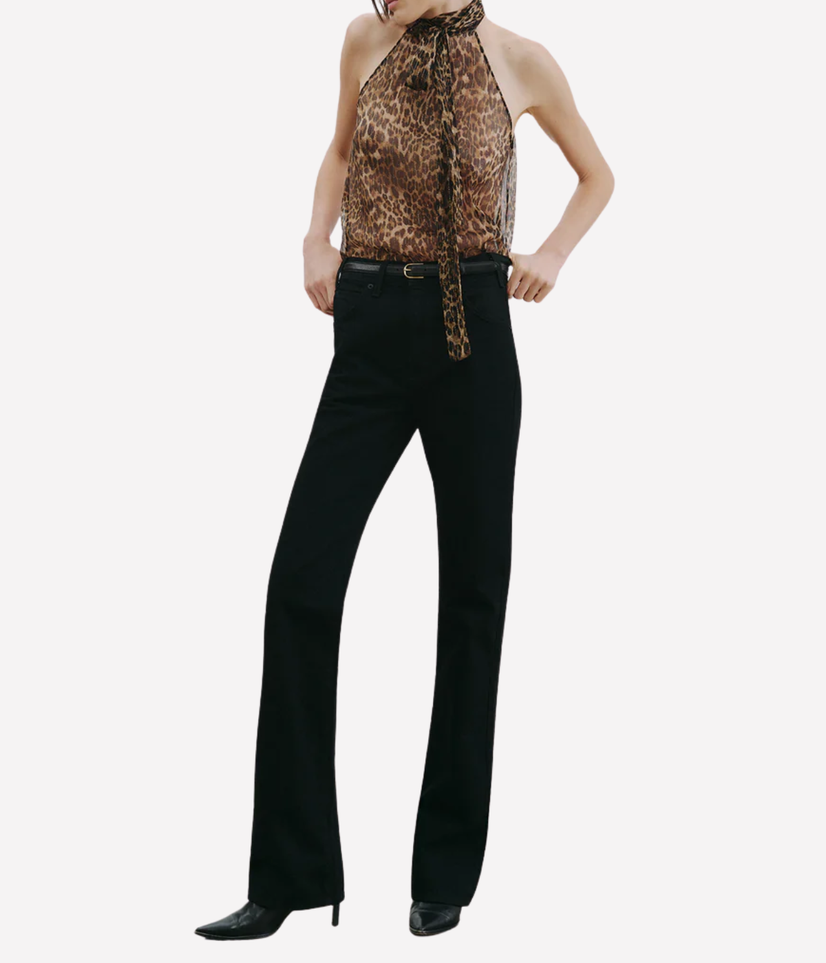 Alla Halterneck Top in Lurex Leopard