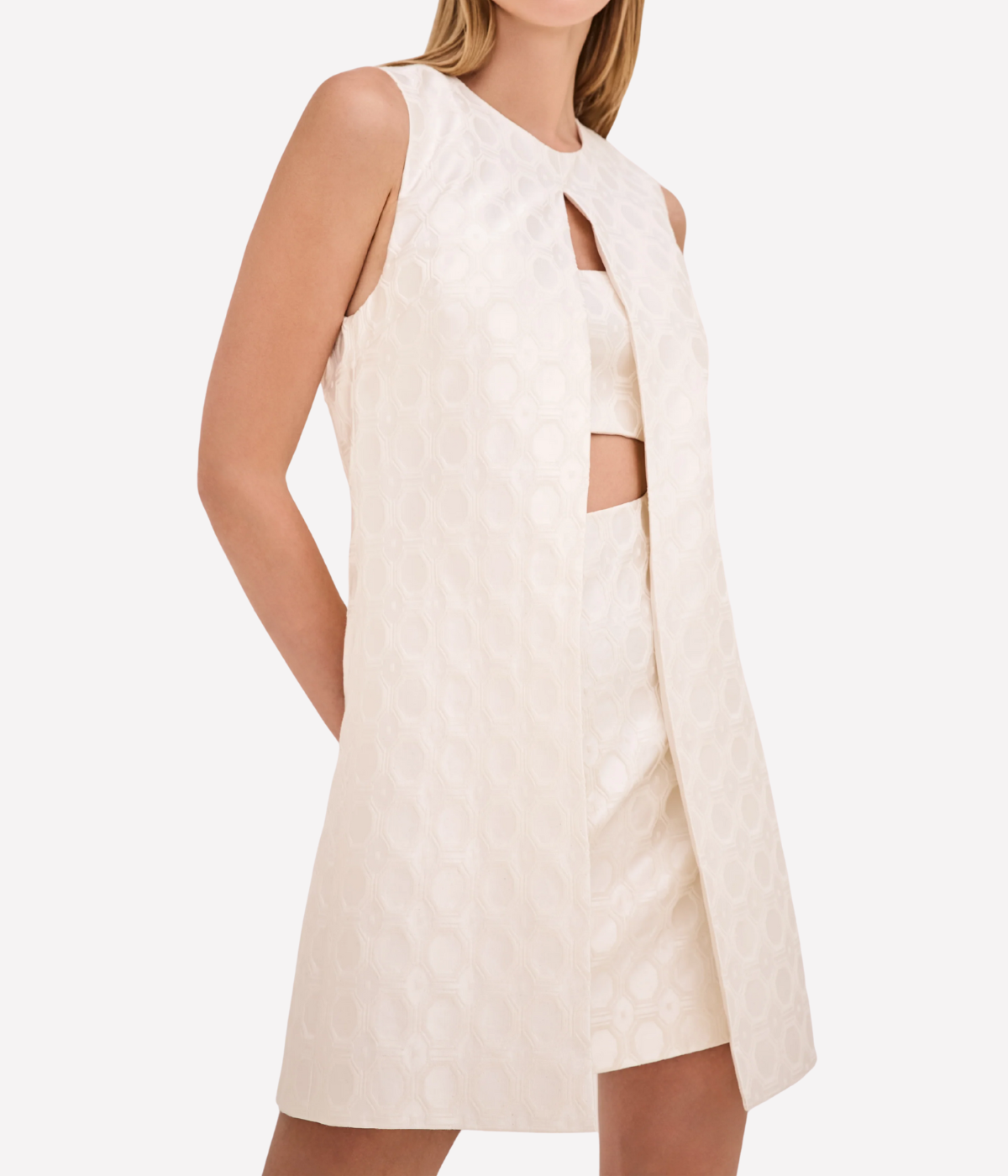 Asha Dress in Ivory Jacquard