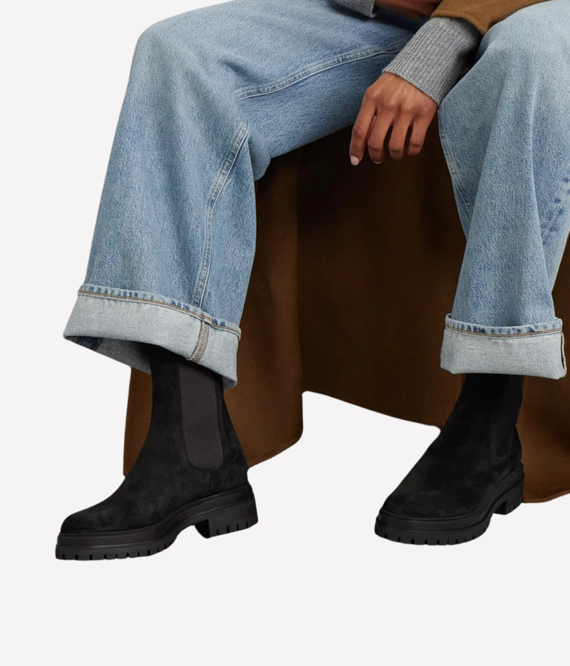 Chester Boot W Fur In Suede Black