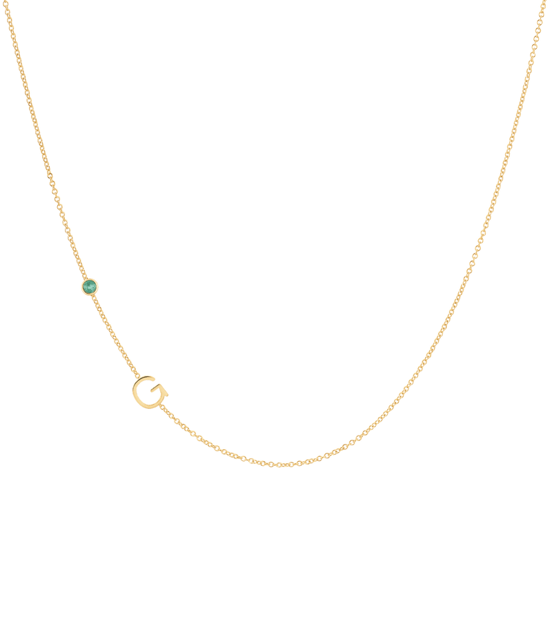 Custom 1 Initial & Birthstone Necklace in Gold