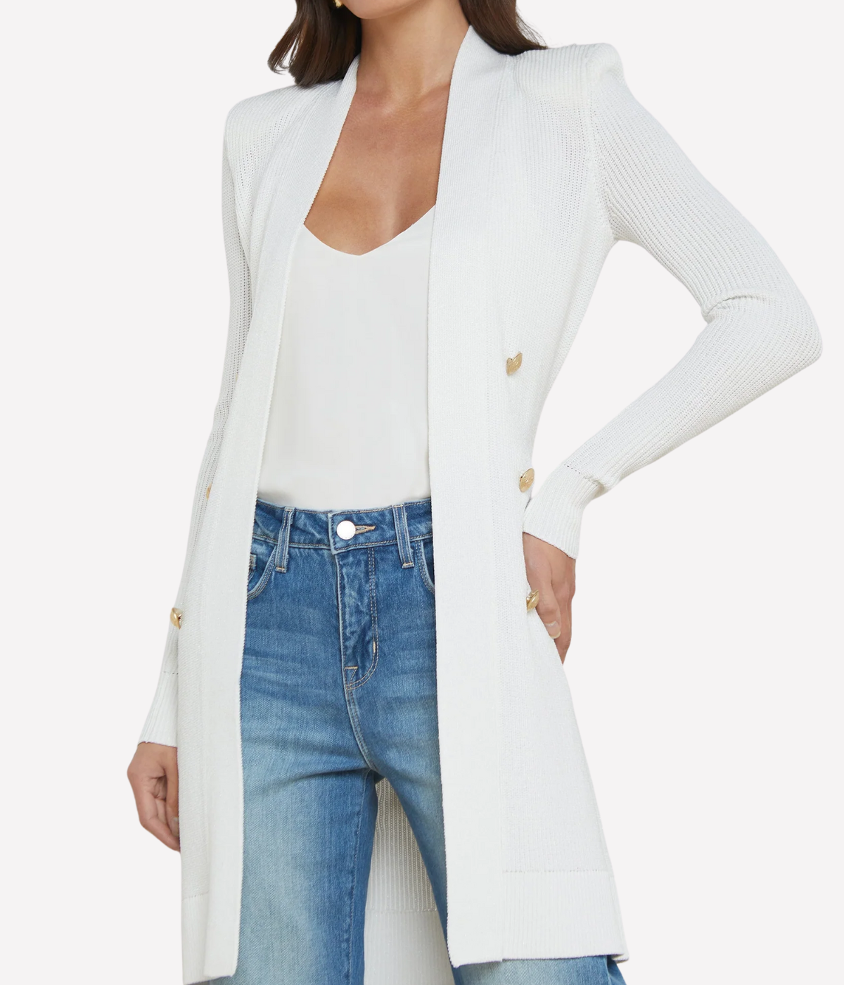 Noe Double Breasted Cardigan in WHITE