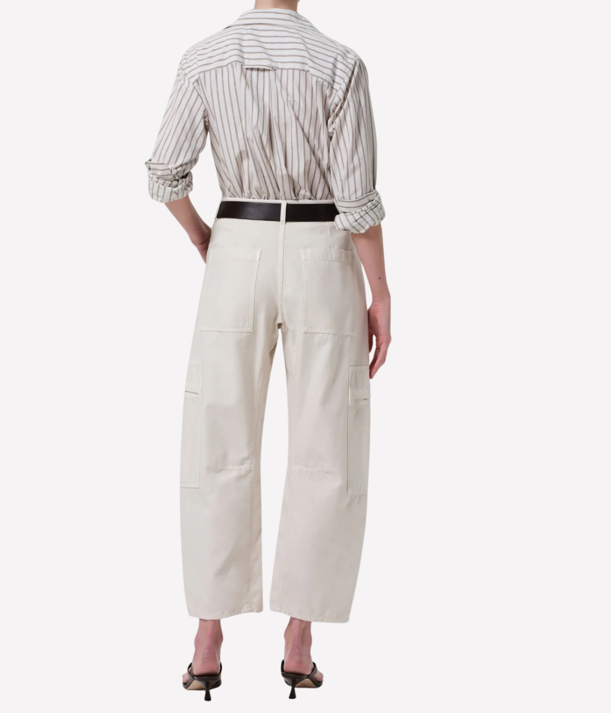 Marcelle Low Slung Cargo in Sateen Pant in Almondette