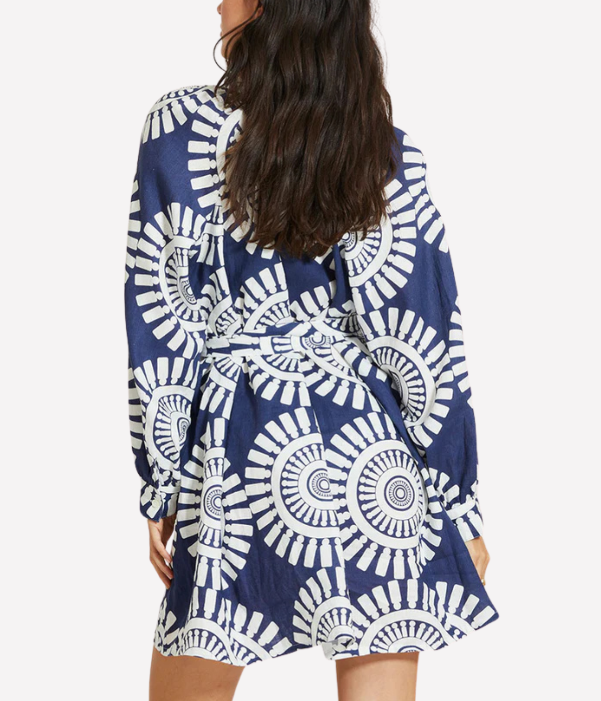 Meaza Button Up Dress in Zeina Navy