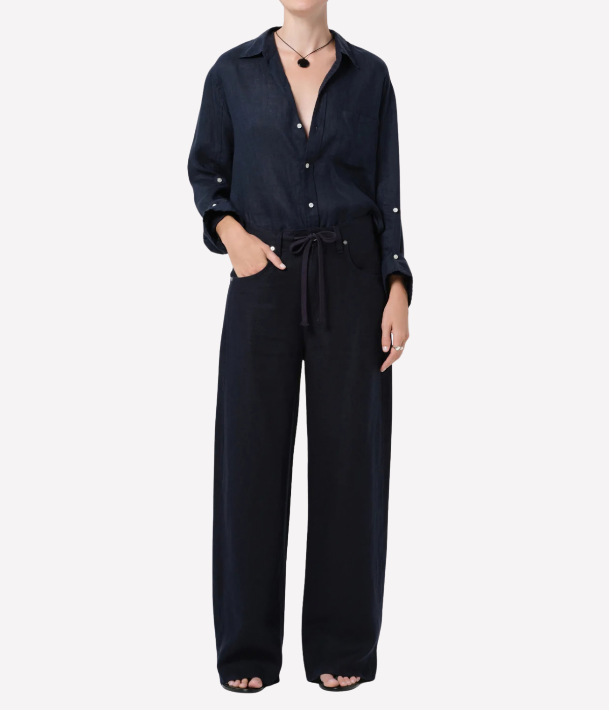 Kayla Shrunken Shirt in True Navy