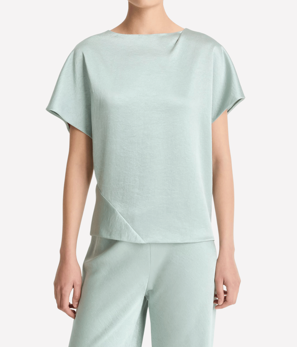 Draped Dolman Sleeve Blouse in Aloe Stone
