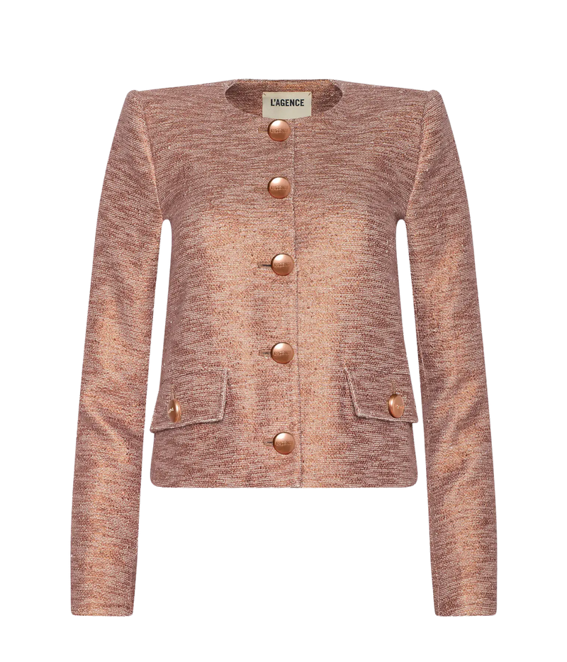 Zell Collarless Jacket In Light Auburn