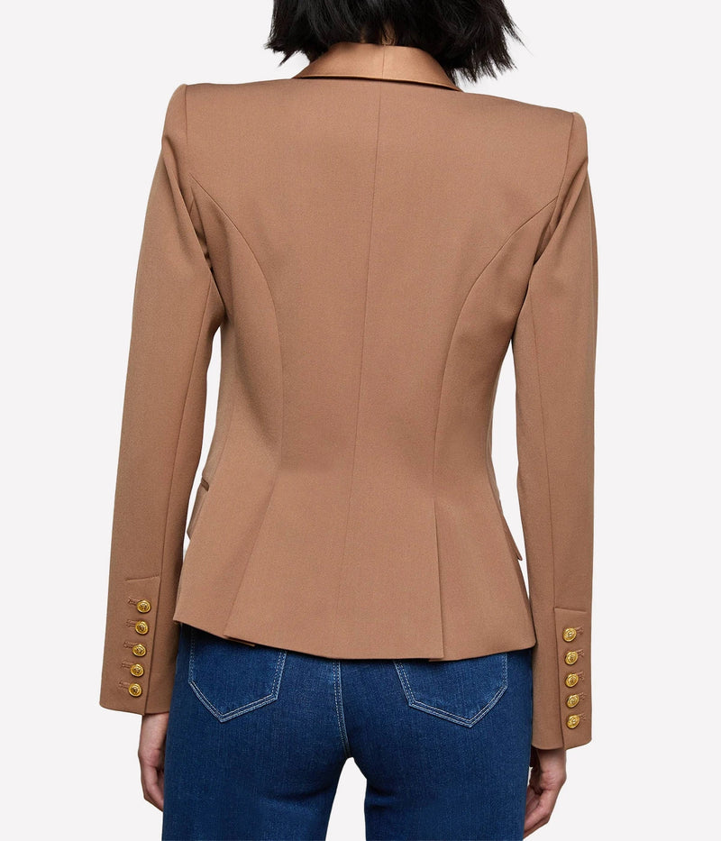 Imogen Satin Lapel Blazer in Cinnamon Swirl