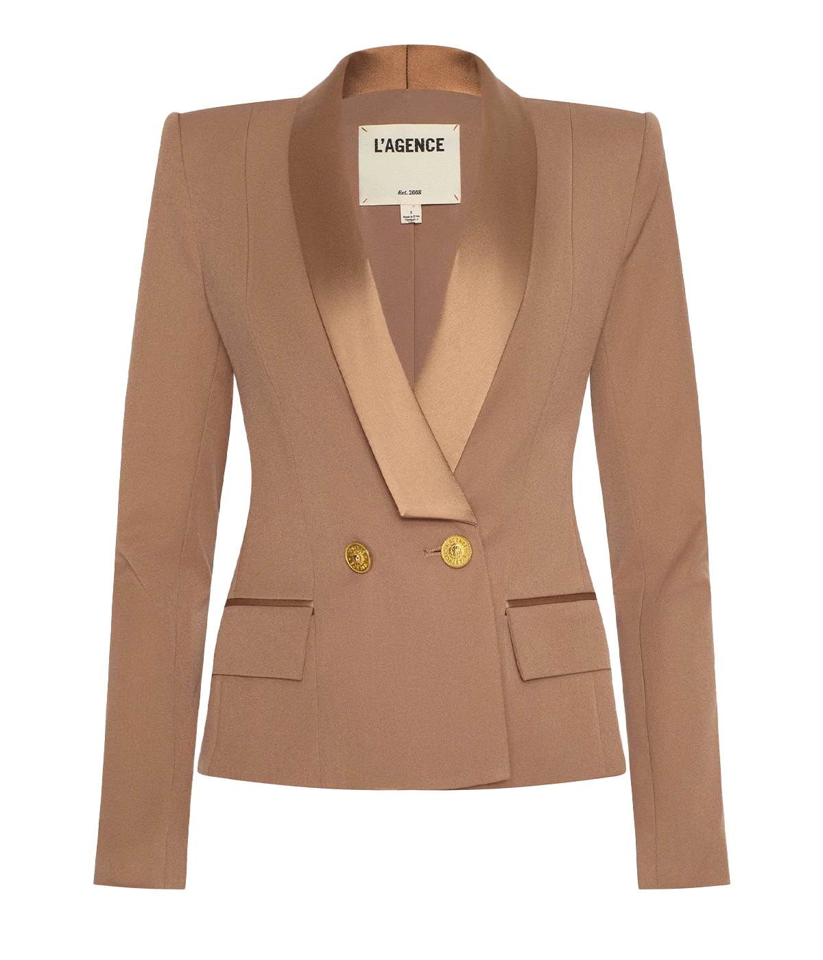 Imogen Satin Lapel Blazer in Cinnamon Swirl