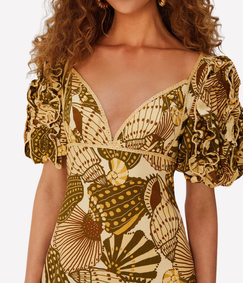 Short Sleeve Dress in Shell Mix Camel