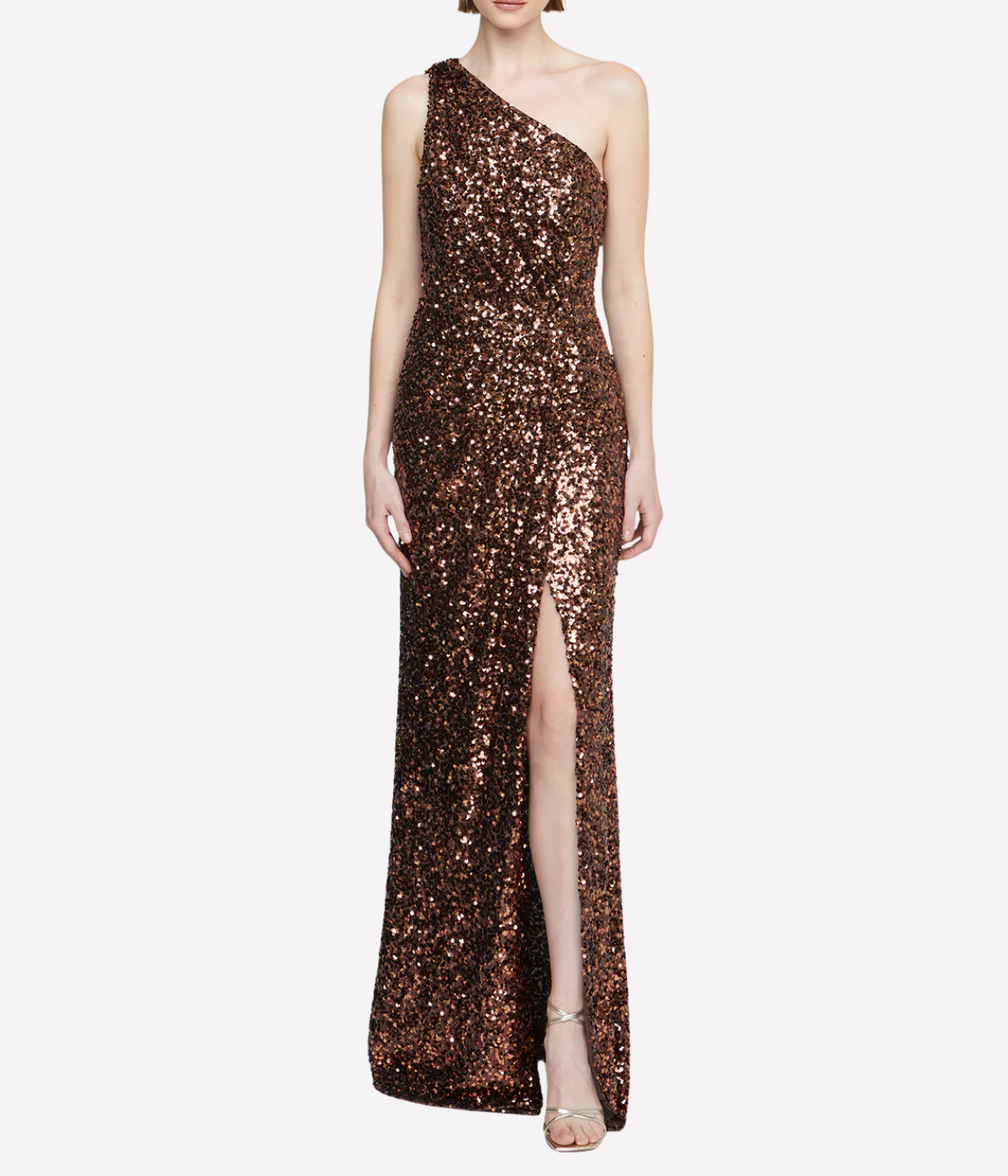 Lexi Sequin Gown in Copper Confetti