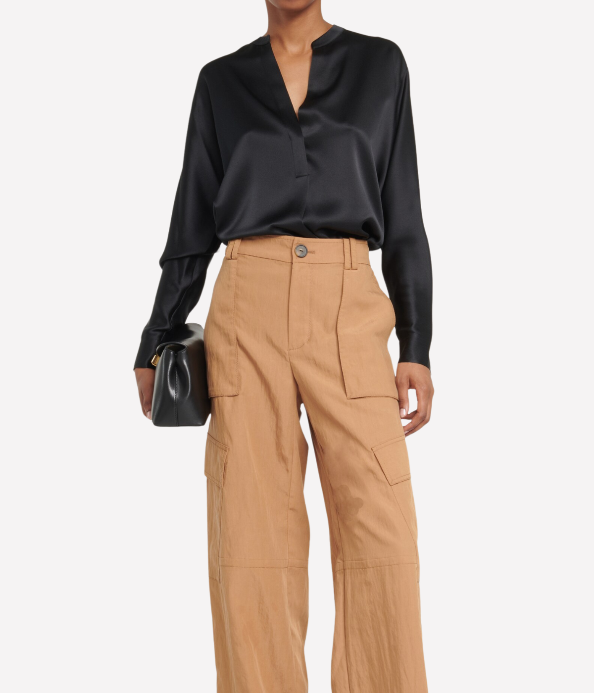 Band Collar Blouse in Black