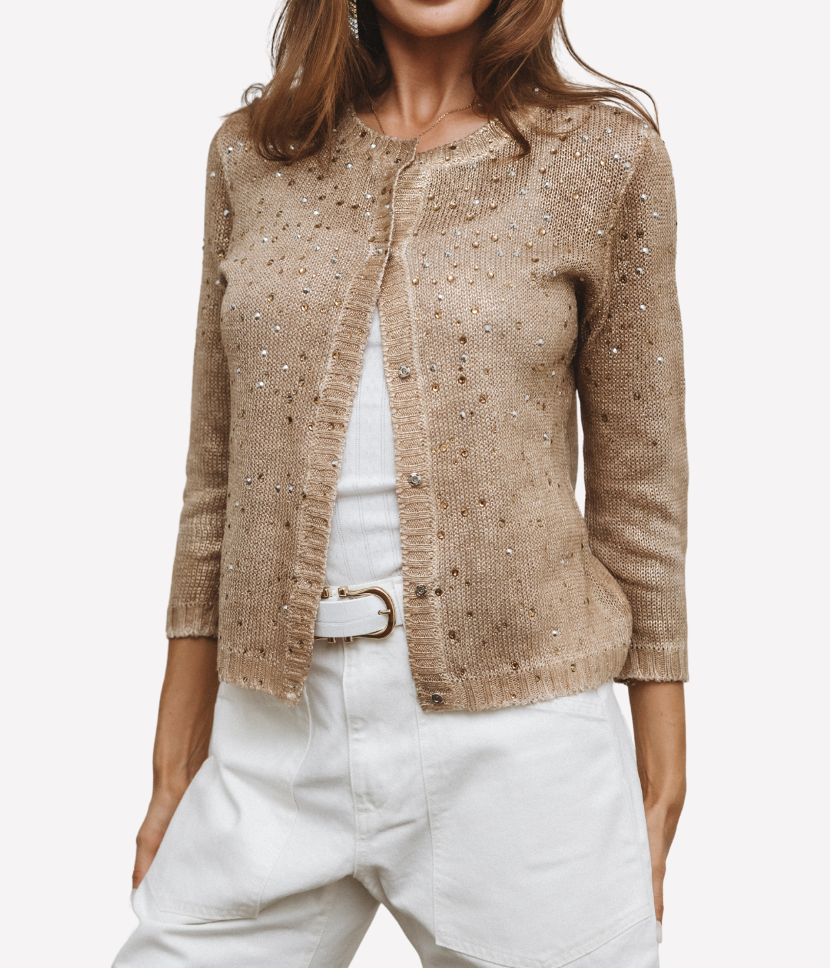 15th Anniversary Studded Cardigan in Sughero