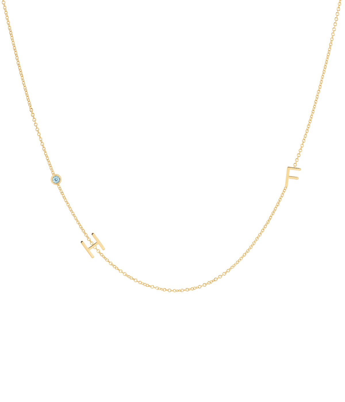 Custom 2 Initial & Birthstone Necklace in Gold